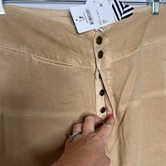Free People Sandrine Rose French Worker Tan Jeans Size 27 NWT - Picture 5 of 7